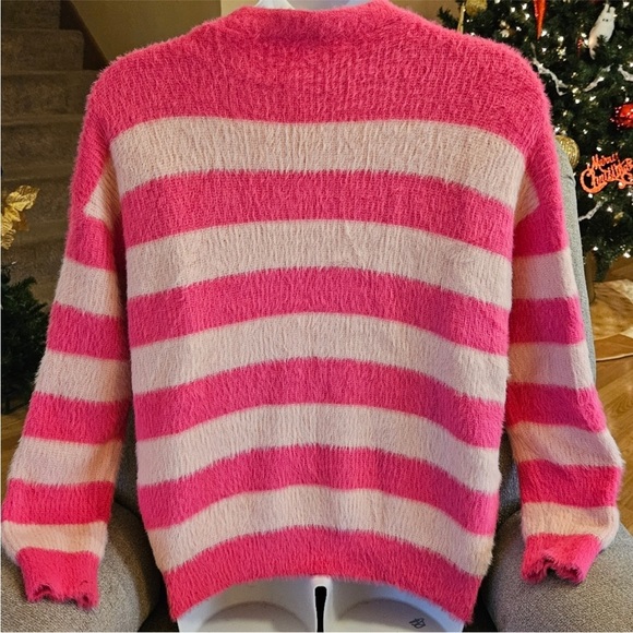 Pink Striped button up Sweater - Picture 6 of 6